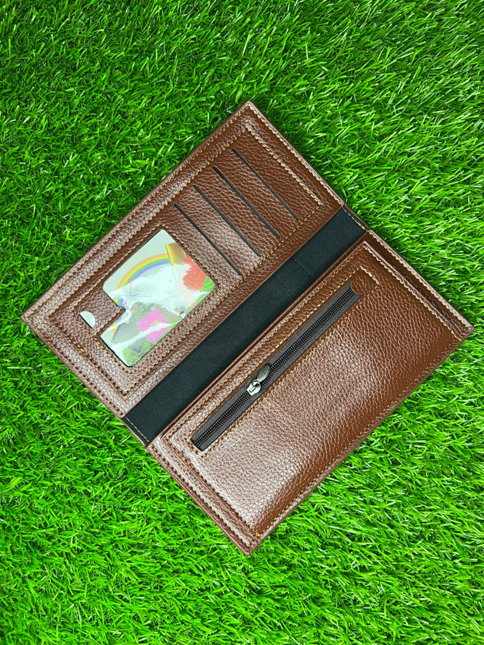 Premium Chocolate Brown Embossed Leather Long Wallet