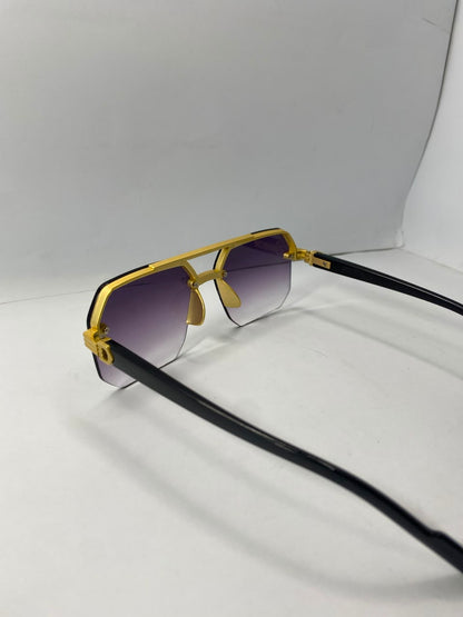 Luxury Gold Square Rimless Sunglasses – Premium Black & Amp; Purple Gradient