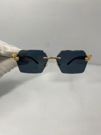 Luxury Gold Jaguar Rimless Sunglasses