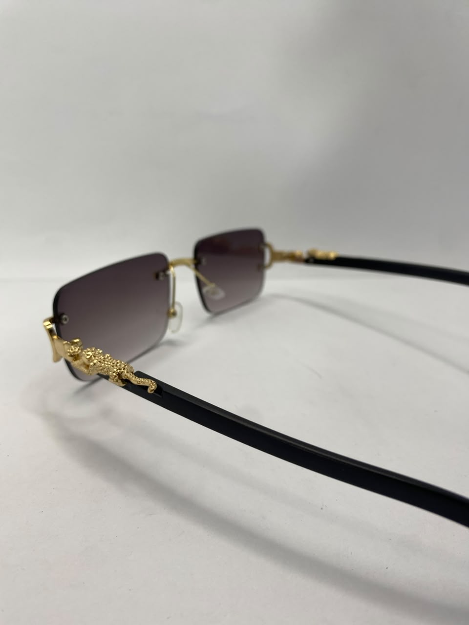 Luxury Gold Rimless Rectangular Sunglasses