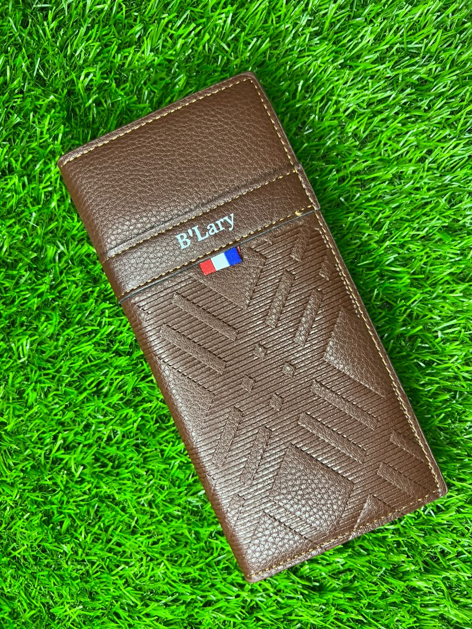 Premium Chocolate Brown Embossed Leather Long Wallet