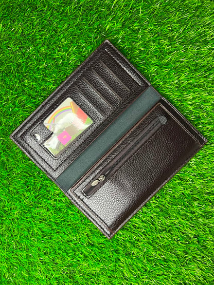 Premium Dark Chocolate Brown Genuine Leather Long Wallet